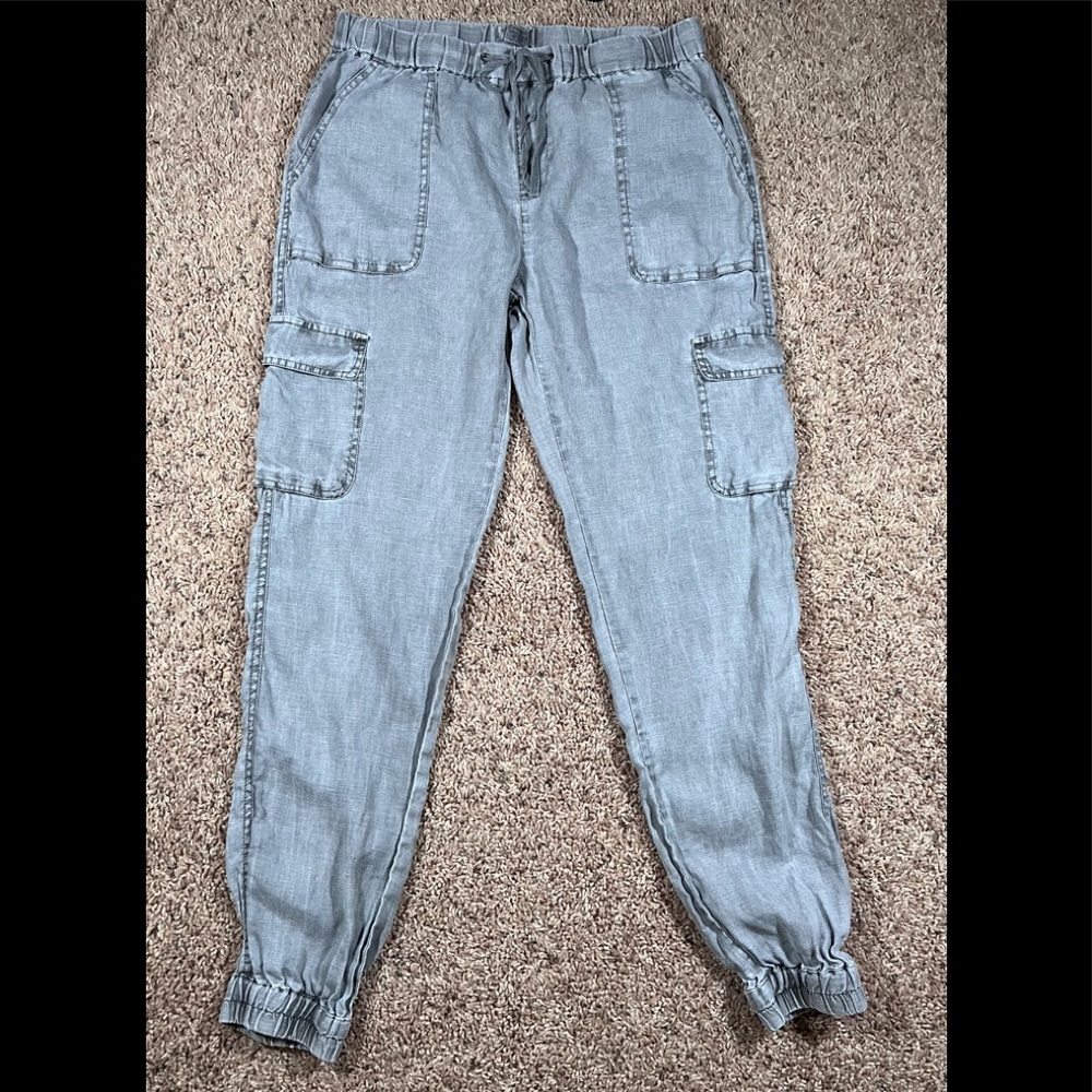 Linen cargo joggers